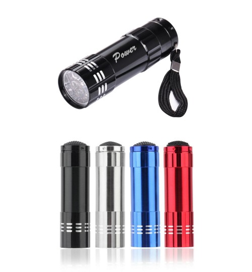 Mini Aluminum 9 LED Flashlight (3 AAA batteries included)